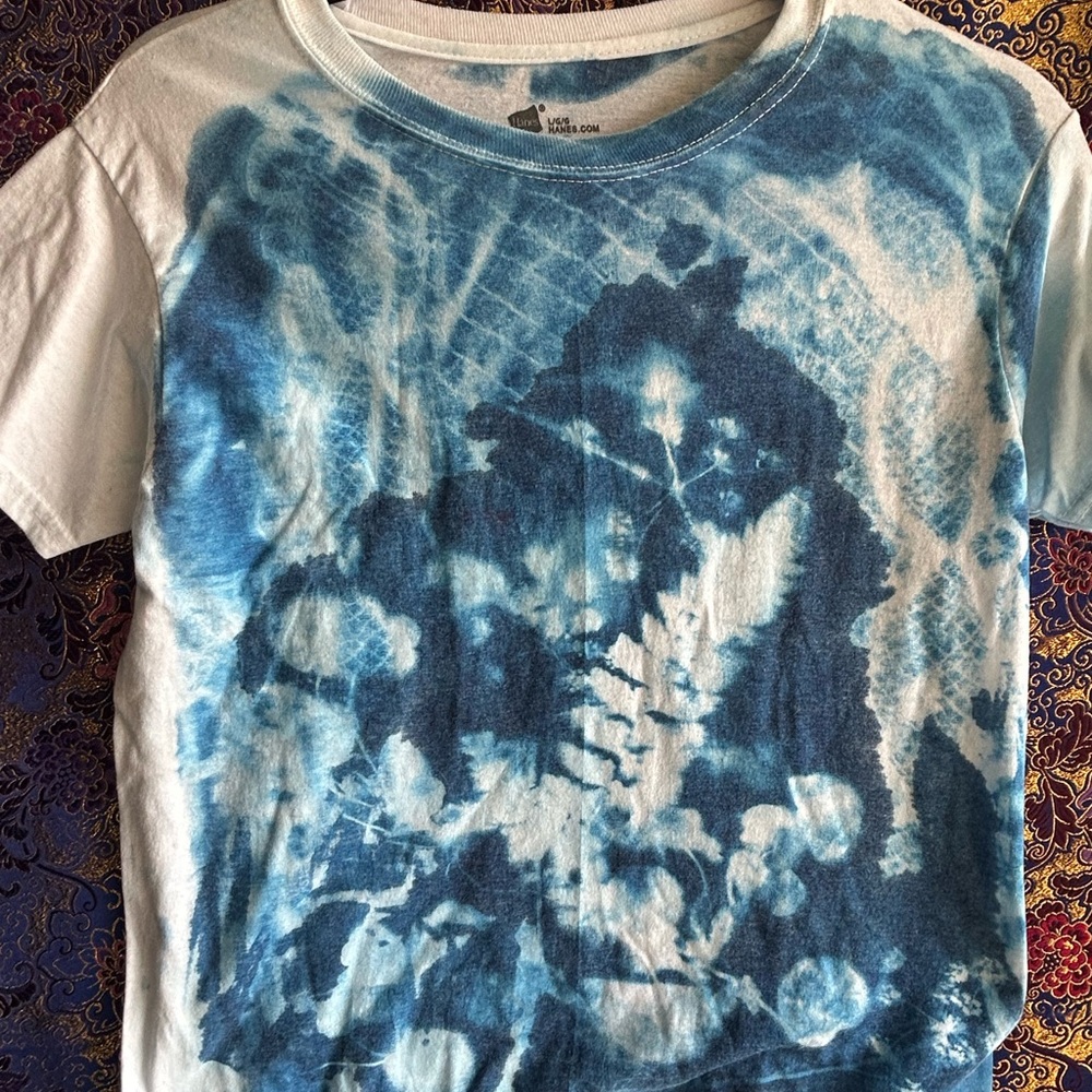 Botanical Cyanotype/ Sun Print T Shirt, S